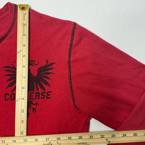 Vintage Converse Red Long Sleeve Henley Shirt XL Eagle Graphic - Picture 4 of 5
